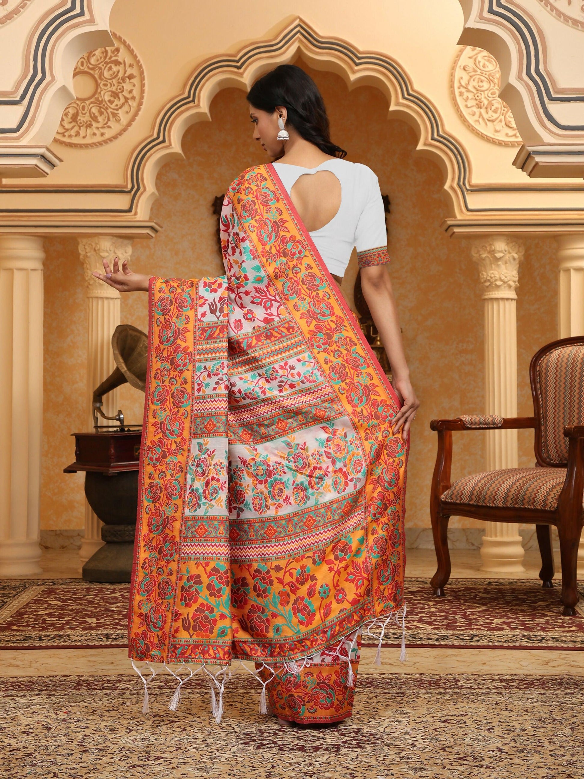 Shree Shyam Fashion Linen Cotton(Woven Work) Multicolour Saree