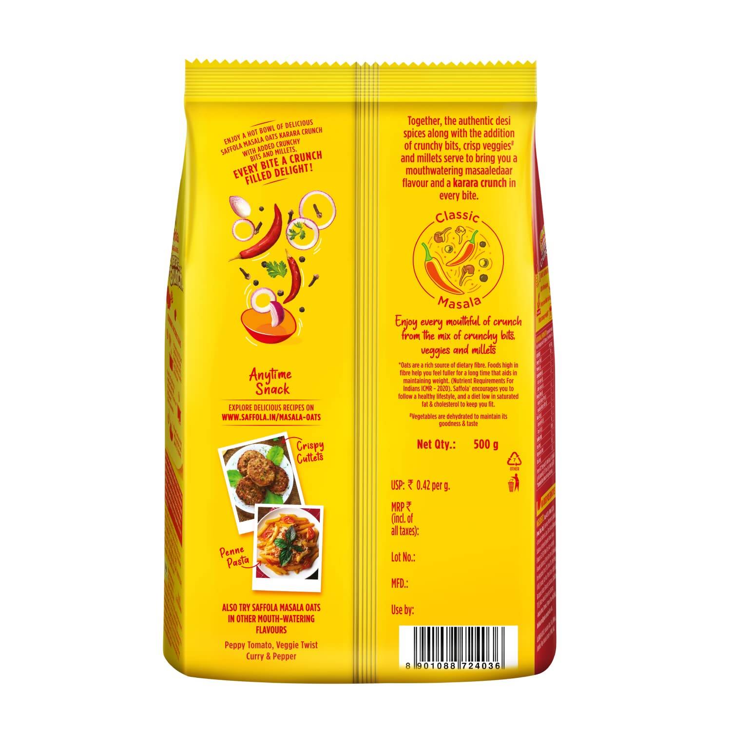 Saffola Karara Crunch Masala Oats - Swadesiicart