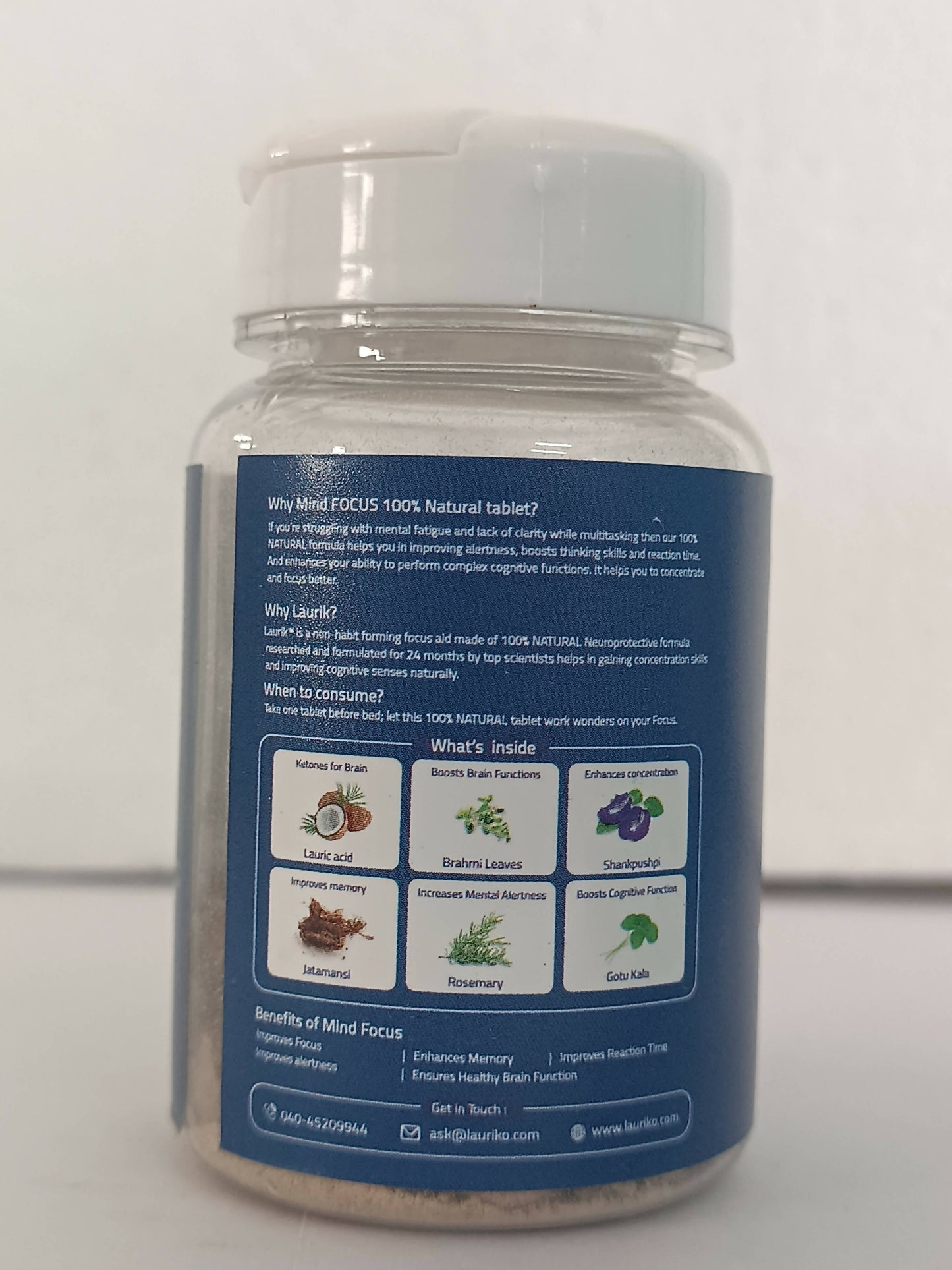 Laurik Good Mind Focus Tablets | Non-Habit Forming Brain Support Supplements For Mind Wellness And Alertness | Swadesiicart