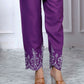 Miravan Women's Purple Solid Rayon Straight Co-Ord Set - Swadesiicart