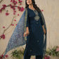 Ethnic Festive Wear Reyon Petrol Stitched Suit With Dupatta - Tanisha | Swadesiicart