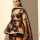 Pomcha Jaipur Black Gul Narangi Sharara Set | Swadesiicart