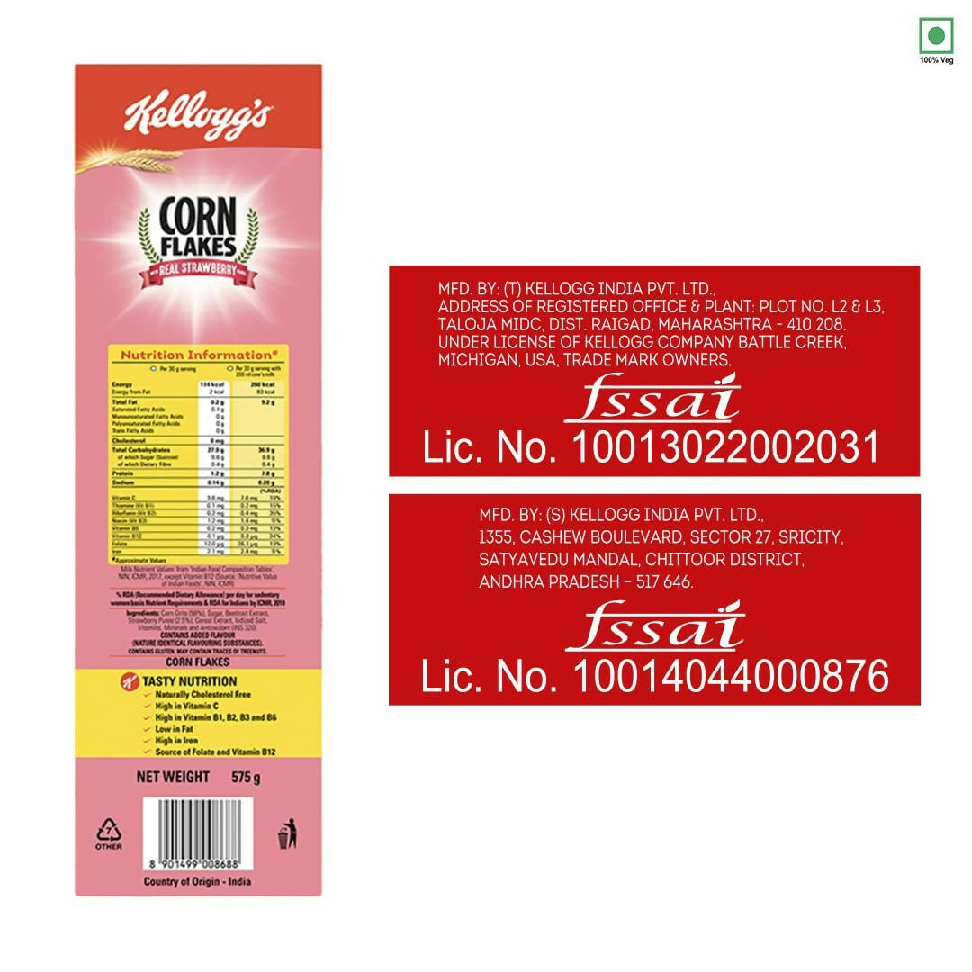 Kellogg's Corn Flakes With Real Strawberry Puree - Swadesiicart
