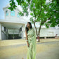 Vamsee Solid Color Sea Green Georgette Saree - Swadesiicart