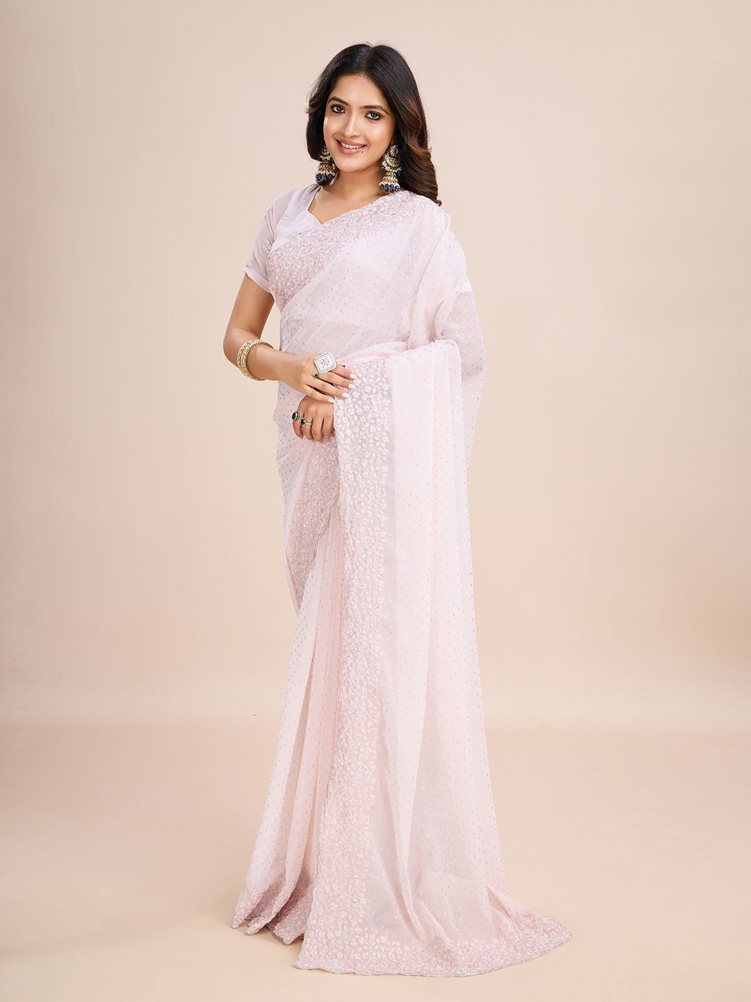 kasee Embellished Poly Georgette Ready to Wear Saree | Swadesiicart