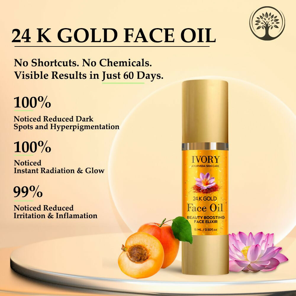 Ivory Natural 24K Gold Face Polish Oil For Luxurious Exfoliating And Rejuvenating Skincare | Swadesiicart