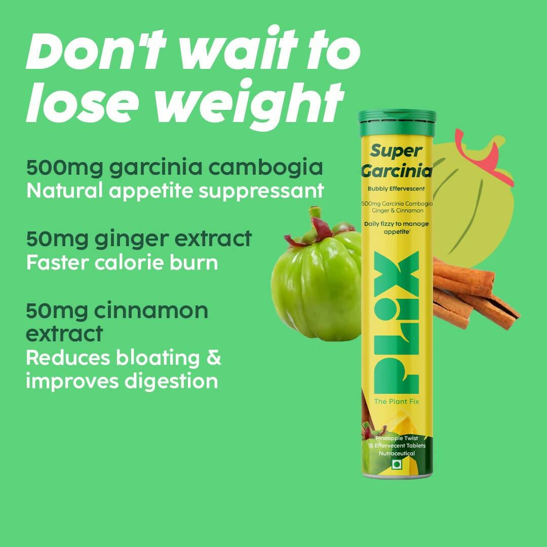 PLIX The Plant Fix Garcinia Bubbly Effervescent Tablets with Ginger, Cinnamon - Swadesiicart
