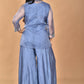 Morchari Women And Hand Embroidery Palazzo Set-Grey - Swadesiicart