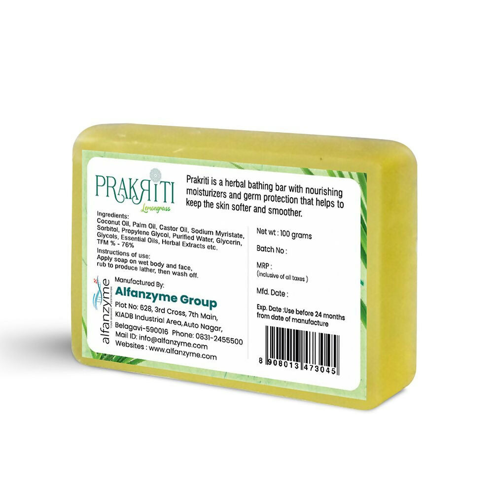 Prakriti Herbal Soap Lemongrass - Swadesiicart