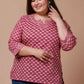 Miravan Women's Plus Size Pink Floral Printed Cotton Kurti - Swadesiicart