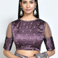Brown Net Sequence Embroidered Festive Saree - Nimaya Denzy