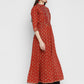 NOZ2TOZ Women's Embroidered & Printed Anarkali Cotton Red Kurta - Swadesiicart