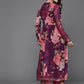 Ahalyaa Women Floral Printed Angrakha Kurta with Palazzos - Burgundy Color | Swadesiicart
