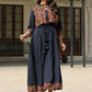 Juniper Women's Blue Rayon Festive Printed Flared Dress | Swadesiicart