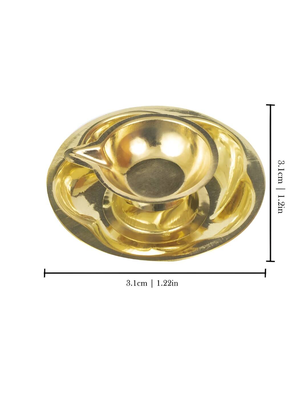Spillbox Gold-Toned Brass Lotus Diya Round Pooja Essential | Swadesiicart