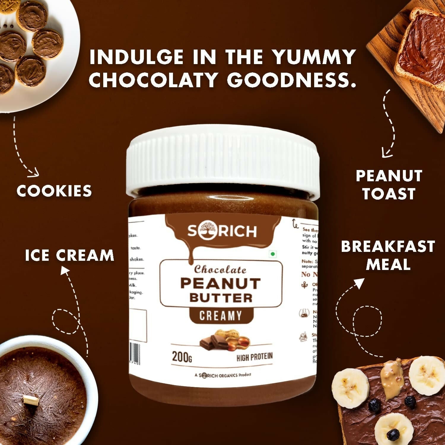 Sorich Organics Peanut Butter Chocolate Flavour Creamy - Swadesiicart
