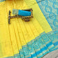 DEIANA'S Beautiful Designer Golden zari Soft Lichi Silk Saree - Yellow - Swadesiicart