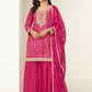 Anaita Magenta Chinon Stitched Suit with Digital Print & Embroidery Coding Sequence Work