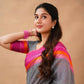 Exclusive Collection Grey Beautiful Khadi Cotton Handloom Saree - Swadesiicart