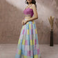 House of Panchhi Turquoise Blue Organza Floral Printed Lehenga choli & Dupatta | Swadesiicart
