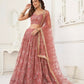 Aastha Fashion Dusty Onion Pink Butterfly Net Tone To Tone Thread Work, Sequence Work And Original Mirror Work Embroidery Wedding Wear Lehenga Choli
