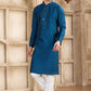 Raivat Ethnic Banarasi Art Silk Mirror Work Kurta Pajama In Blue Colour | Swadesiicart
