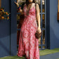 Pink Rayon Foil Printed Long Dress - Michan | Swadesiicart