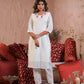 Ethnic Festive Wear Viscose Chanderi White Stitched Suit With Dupatta - Tanisha | Swadesiicart