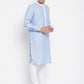 Even Apparels Blue Color Pure Cotton Men's Kurta With Contrast Collar And Placket | Swadesiicart