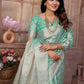 Aastha Fashion Sea Green Soft Organza Silk Weaving Saree