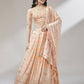 House of Panchhi Women Peach Pure Georgette Embroidered Lehenga & Blouse, Dupatta | Swadesiicart