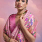 Vishnu Weaves Women's Baby-Pink Paithani Silk Zari Woven Saree with Blouse - Swadesiicart