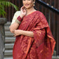 Beatitude Red Cotton Floral Jamdani Saree