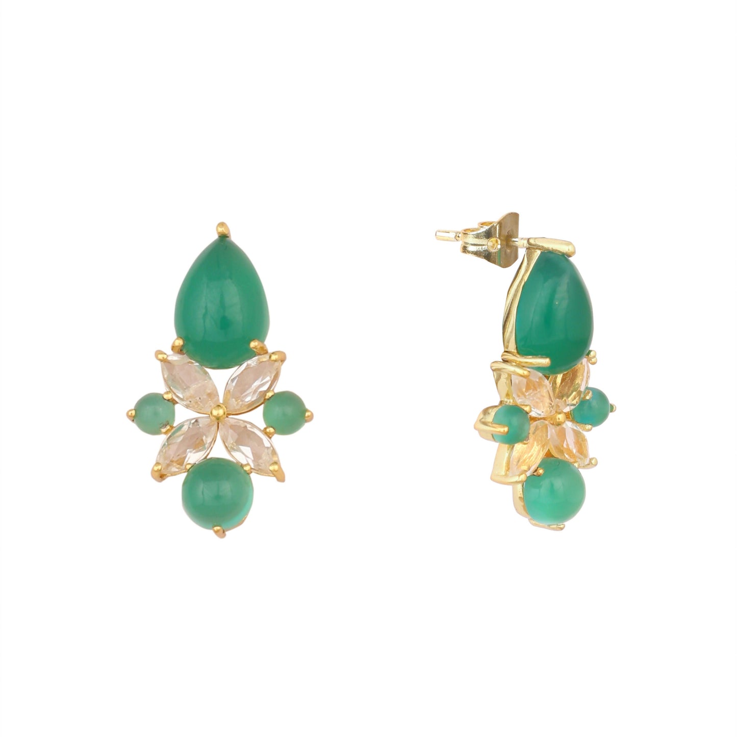 Nuyug 18k Gold Plated Floral Diamond Glow Earrings | Swadesiicart