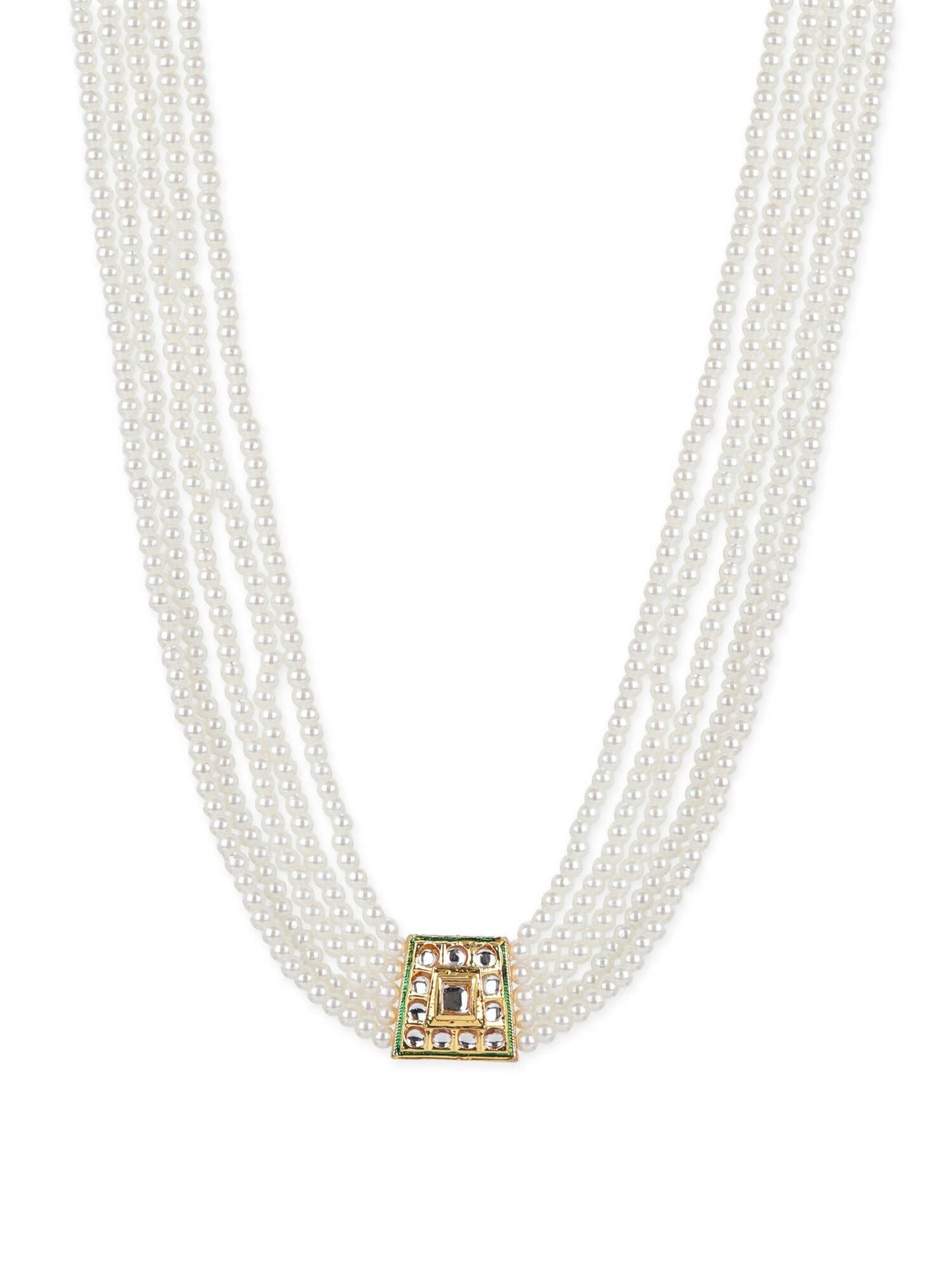 Gold-Toned White Brass Gold-Polished Necklace - Ruby Raang | Swadesiicart