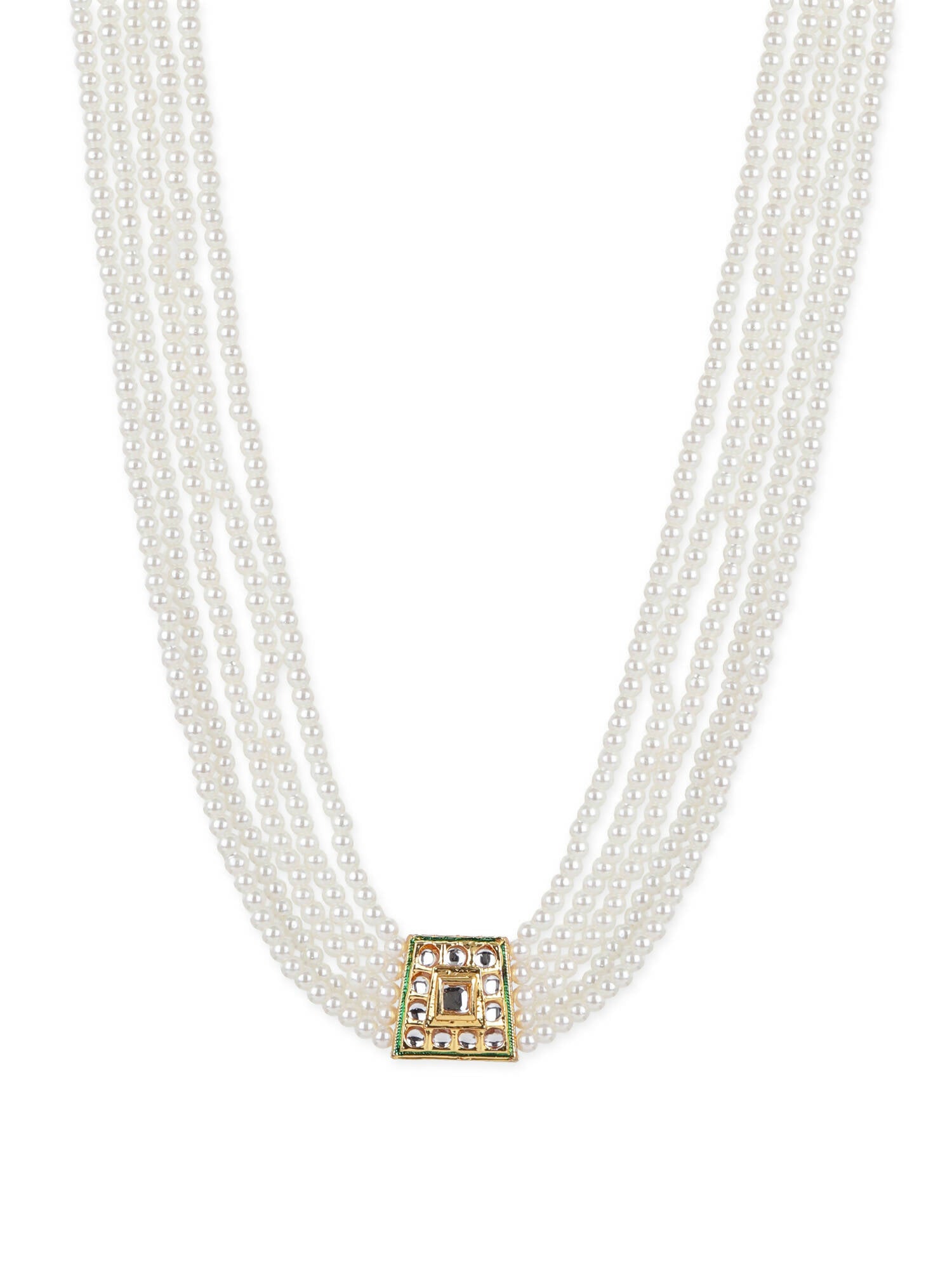 Gold-Toned White Brass Gold-Polished Necklace - Ruby Raang | Swadesiicart