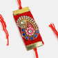 NVR Men Red Stone-Studded Rakhi With Roli Chawal & Chocolate | Swadesiicart