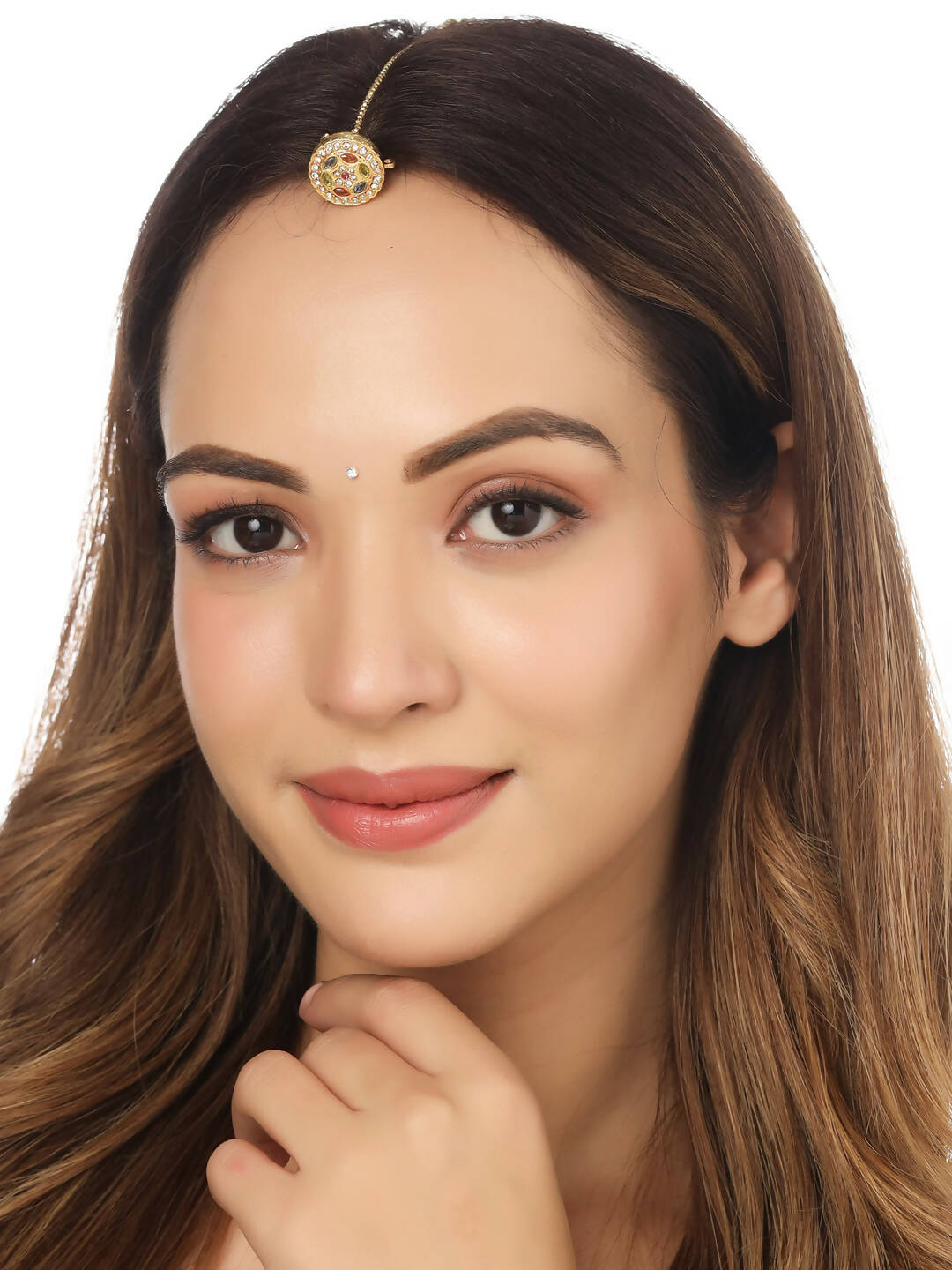NVR Women's Trending Stylish Gold-Polished Maang Tikka | Swadesiicart