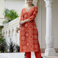 The52 Orange Women's Gorgeous Rayon Embroidered Straight Kurta with Pant And Dupatta Set - Swadesiicart