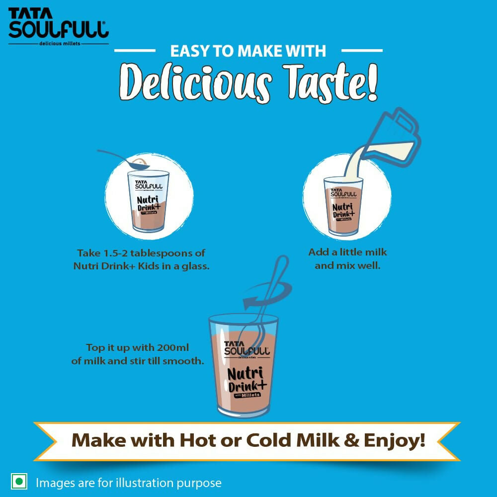Tata Soulfull Nutri Drink+ For Kids With Millets - Cookie & Cream Flavor | Swadesiicart