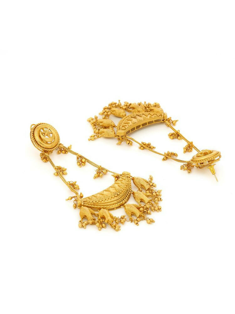 Kundan Antique Finish Chandelier Earrings - Ruby Raang | Swadesiicart