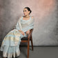 Vishnu Weaves Women's Firozi Tissue Linen Zari Woven Saree with Blouse - Swadesiicart