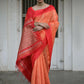 Vishnu Weaves Women's Orange Raw Silk Saree with Blouse - Swadesiicart
