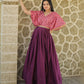 Jyoti Fashion Women's Wine Printed with Sequins Chinon Anarkali Dress | Swadesiicart