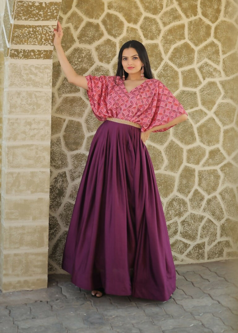 Jyoti Fashion Women's Wine Printed with Sequins Chinon Anarkali Dress | Swadesiicart