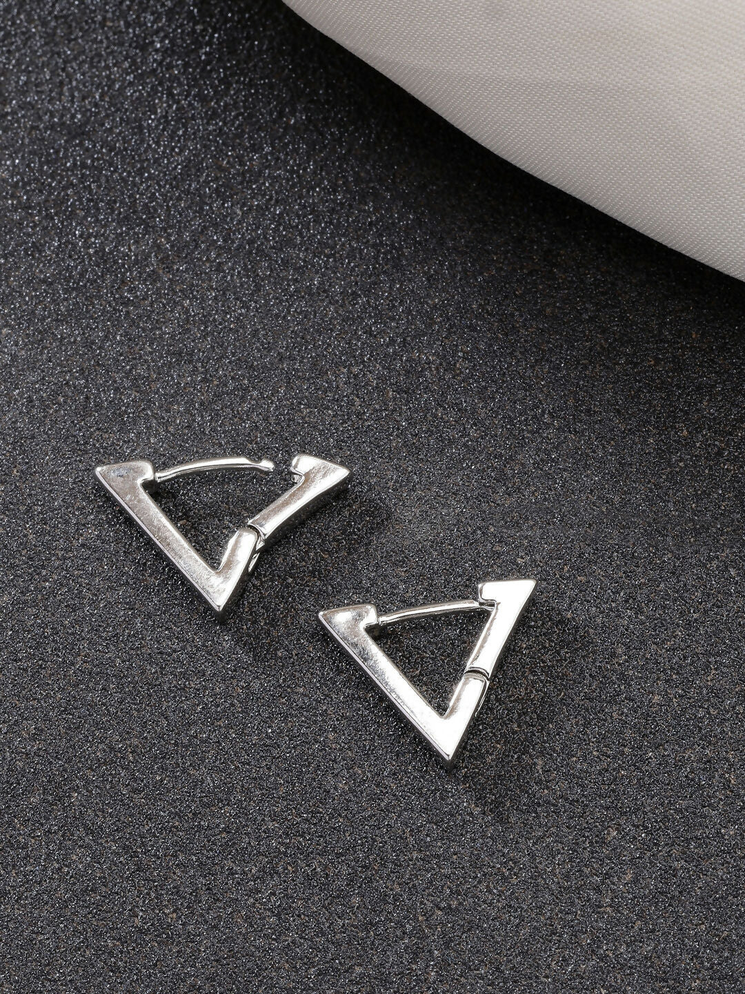NVR Men's Set of 3 Multicolor Rhodium-Plated Geometric Shape Stainless Steel Studs Earring | Swadesiicart