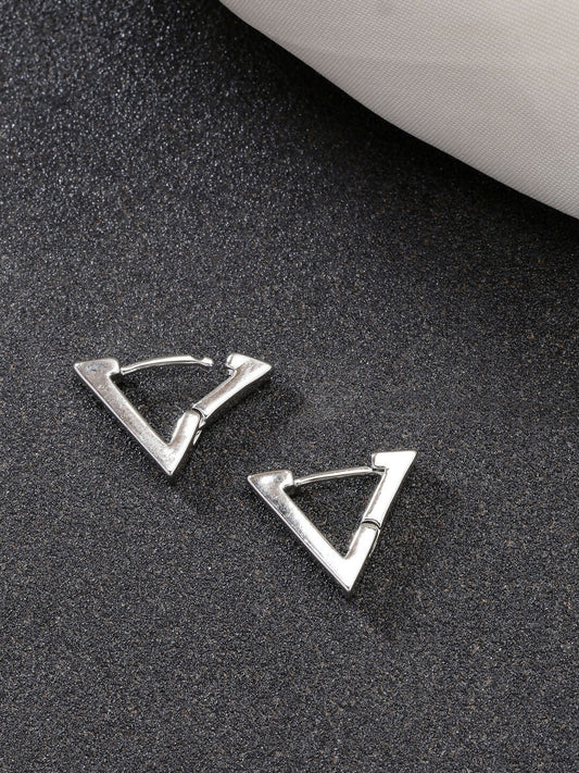 NVR Men's Set of 3 Multicolor Rhodium-Plated Geometric Shape Stainless Steel Studs Earring | Swadesiicart