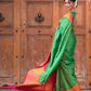 DEIANA'S Beautiful Designer Golden zari Soft Lichi Silk Saree - Green - Swadesiicart