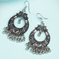 NVR Women's Silver-Plated German Silver Oxidised Chandbali Earrings - Swadesiicart