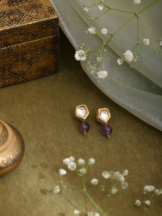 Ruby Raang Purple Amethyst Kundan Studs | Swadesiicart